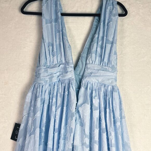Lulus Sweet Sophistication Light Blue Burnout Floral Maxi Dress Size S NWT - Picture 12 of 15